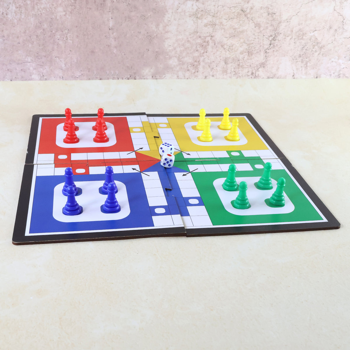 Pocket Ludo Travel Board Game - (1 Set) Foldable Playing Board | 16 Pawns & Dice Included | Family Fun Anytime, Anywhere