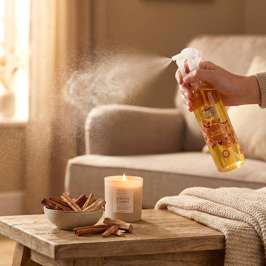 250 ML Sandal Air Freshener Spray with Trigger Nozzle – Long Lasting Room Freshener for Home, Bathroom, Bedroom, Living Room, Office and Curtains