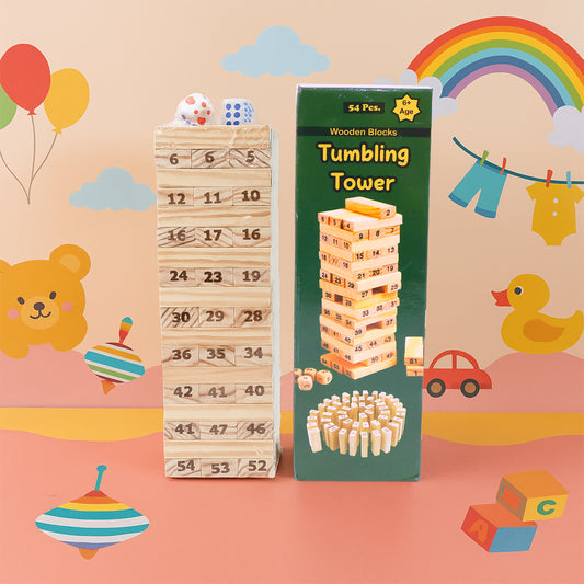 Tumbling Tower Wooden Blocks Game -Family Game Night | Party Fun | Strategy, Balance & Skill Building | Travel-Friendly Set