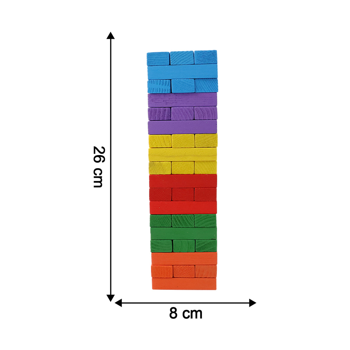 54-Piece Wooden Stacking Tower Game with Color Blocks & Action Dice (1 Set)