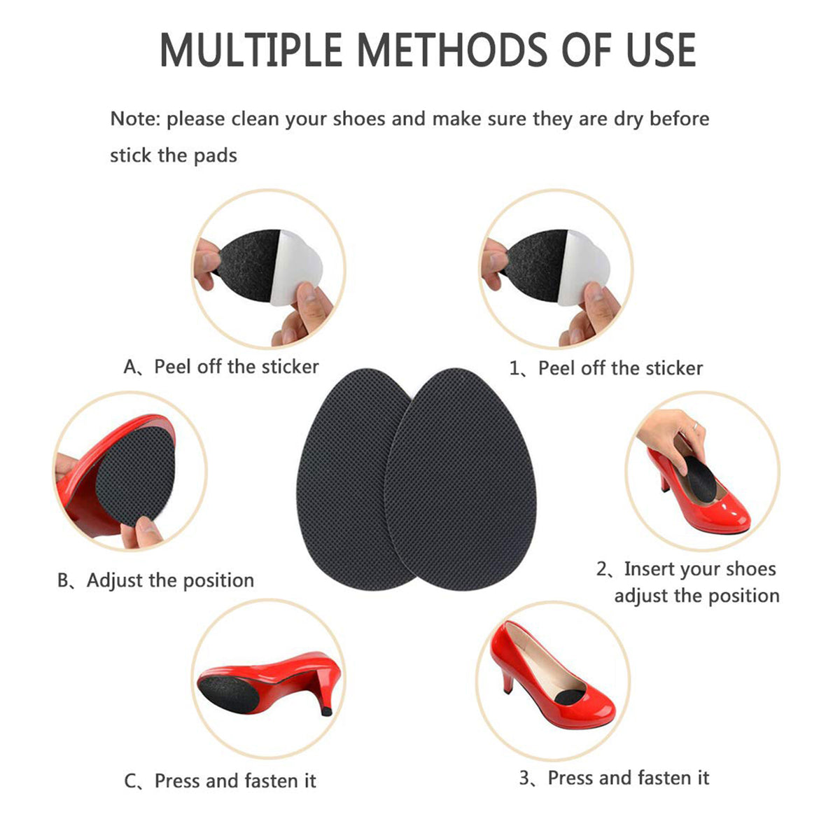 Self Adhesive Anti Slip Grip Sticker For Shoes Sandals Heels (1 Pc) | No-Slip Cushion Pads for Heels, Boots, Sandals & Formal Shoes (Unisex)