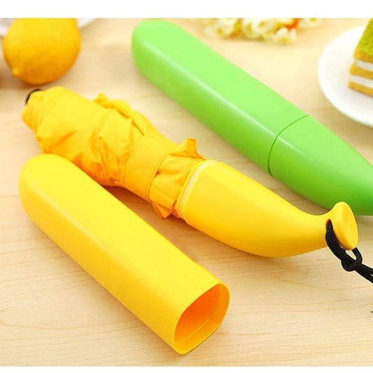 Banana Shaped Mini Foldable Umbrella Anti UV Rainproof Cute Portable Travel Umbrella for Women and Girls Pack of 1