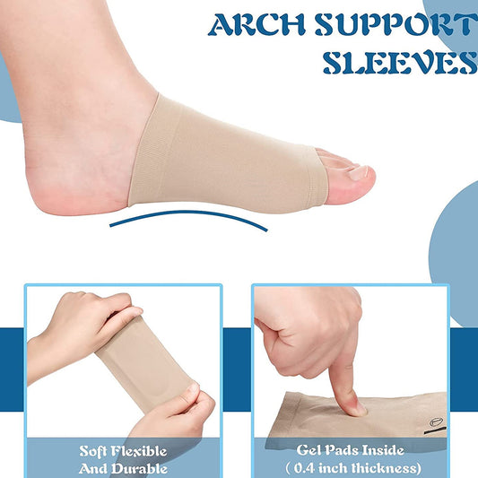Foot Arch Support Sleeves for Men and Women – Plantar Fasciitis Compression Cushions for Flat Feet and Foot Pain Relief (1 Pair)