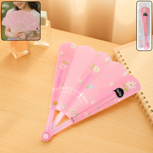 Foldable Hand Fan with Floral Print – Lightweight Portable Handheld Fan (1 Pc)