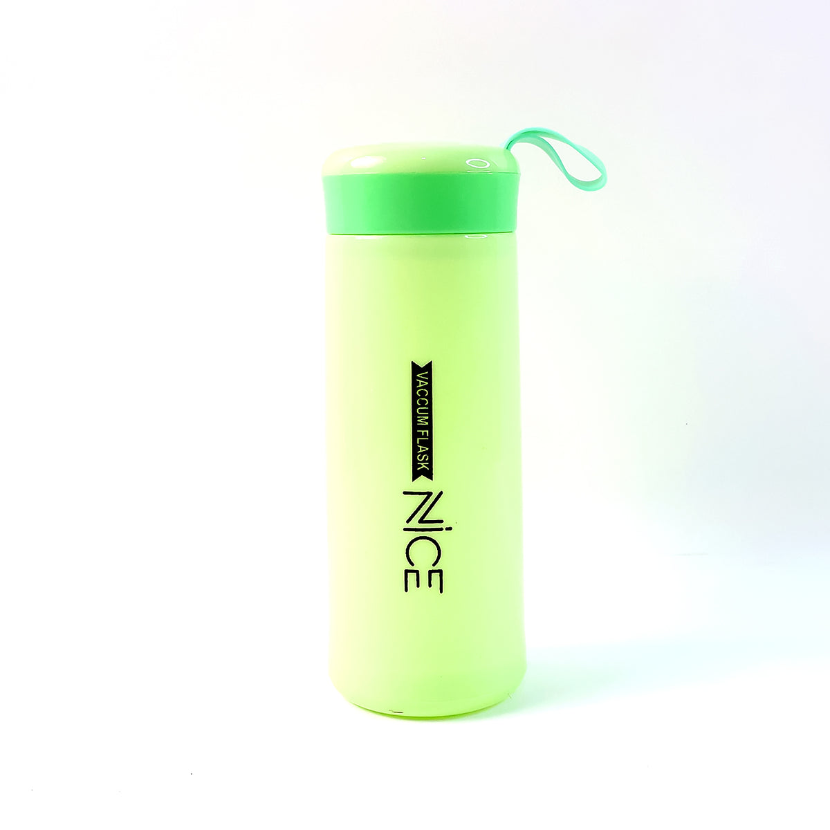 Leak-Proof Plastic Vacuum Flask - Green (400 ML) | Lightweight • Secure Screw Lid • Carry Strap • Compact Design