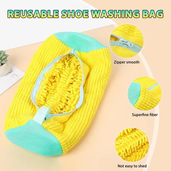 Shoe Cleaning Mop Cover with Microfiber Chenille Lining and Zipper Reusable Washable Shoe Scrubber Bag for Washing Machine and Manual Cleaning (1 Pc)