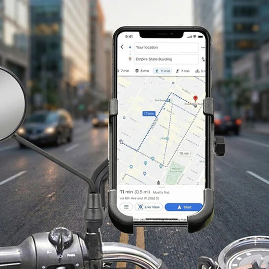 6706 Mobile Phone Holder With Easy Adjustable Rear View Mirror Mount Solid Metal Cradle Stand Suitable For Bike Mobile Phones