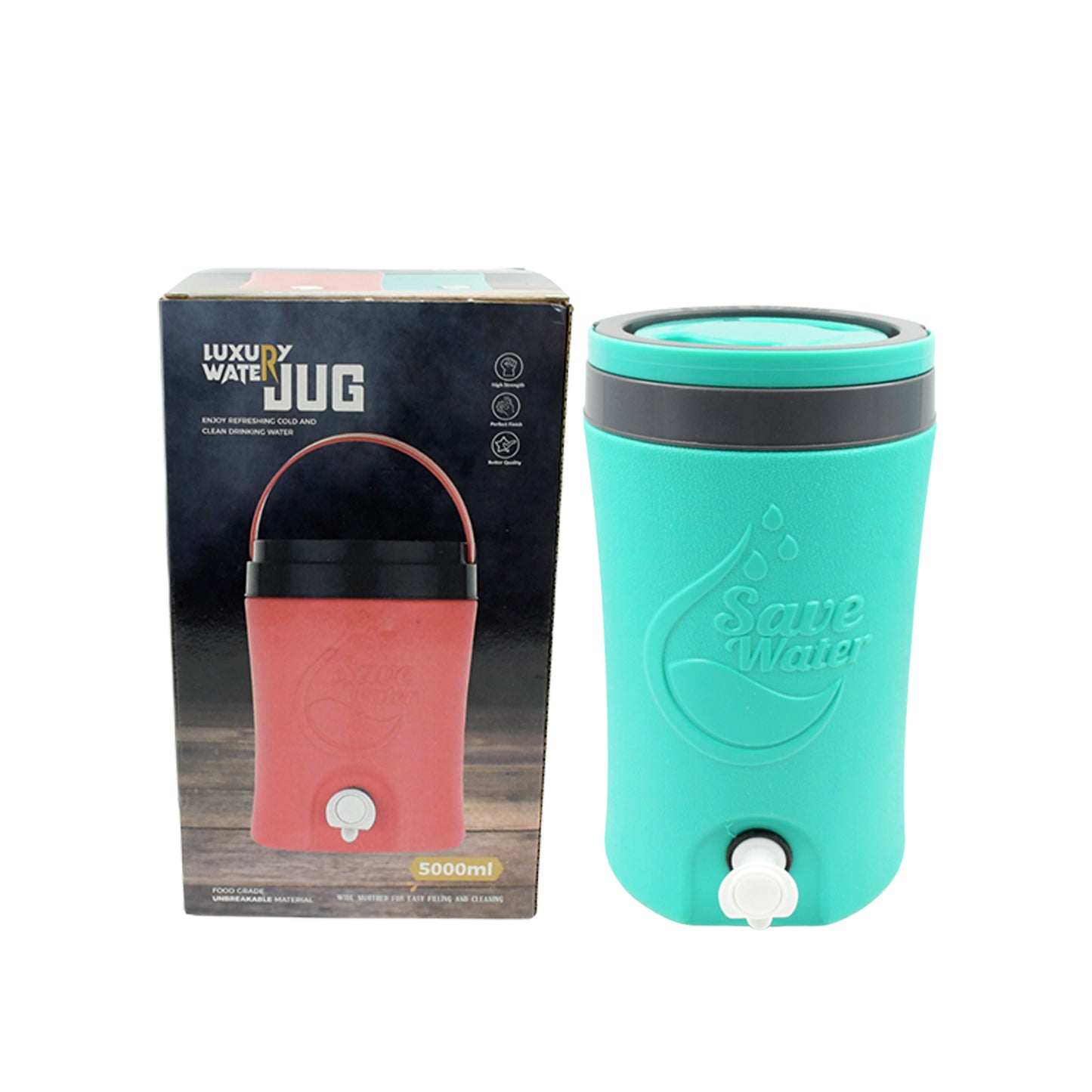 Plastic Water Rover Jug 5 Litre Insulated Water Jug with Tap and Sturdy Handle Hot and Cold Beverage Dispenser Leakproof Food Grade Portable Water Storage Jug