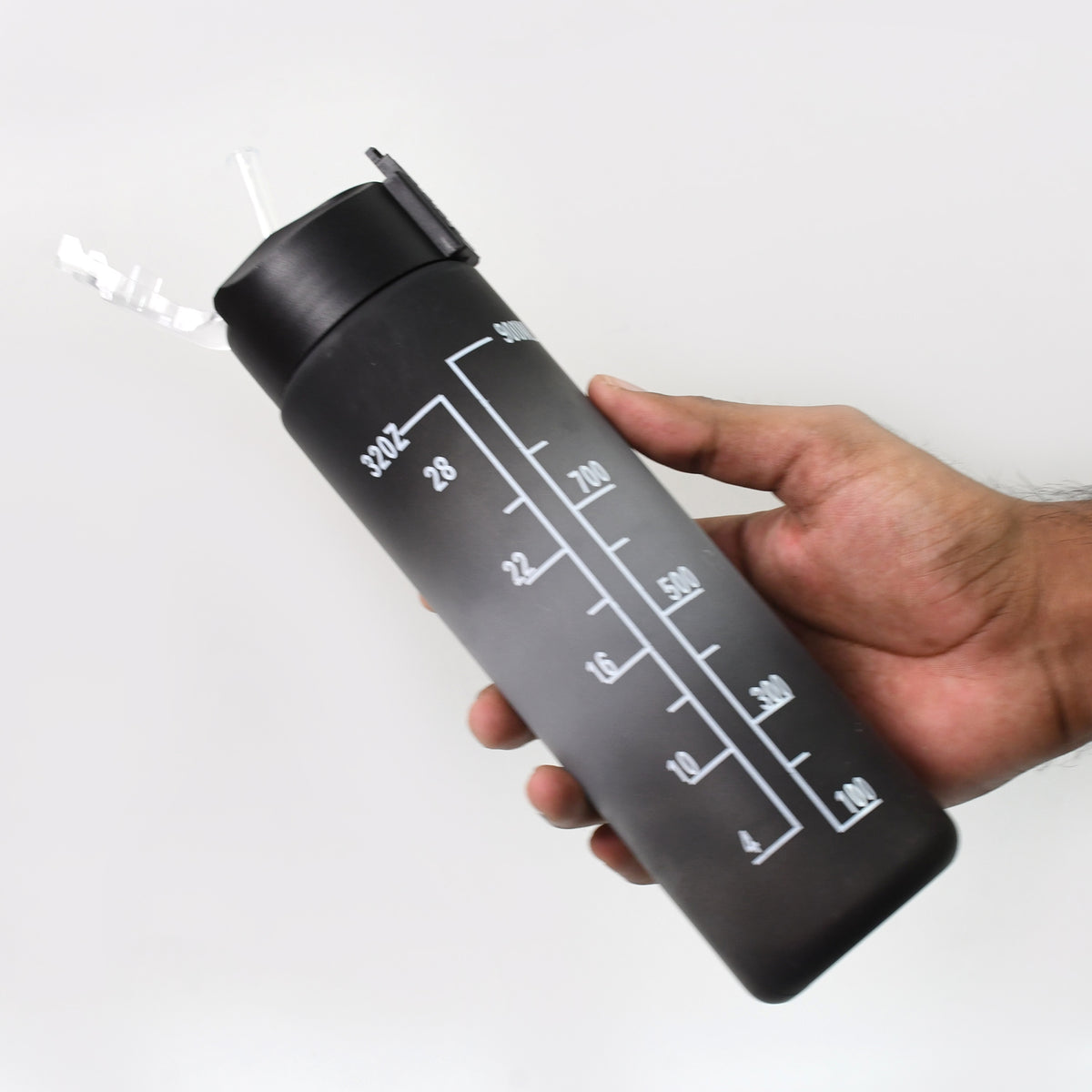 Plastic Black Motivational Water Bottle With Straw (900 Ml) | BPA-Free Tritan | Leakproof | Portable Gym & Outdoor Bottle
