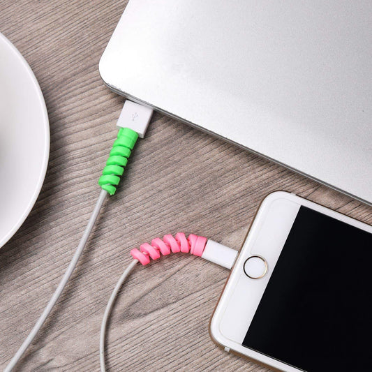 Spiral Charger Spring Cable Protector Silicone Data Cable Saver Flexible Strain Relief Sleeve for Mobile Chargers USB Cables Earphones Mouse and Laptop Cords (Pack of 4)
