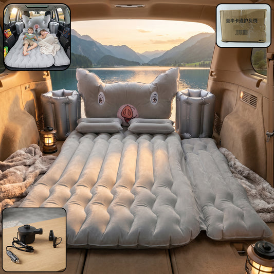 Car Air Mattress Bed Set Inflatable Back Seat Travel Bed with Electric Pump Pillows and Cushions for Car Camping Road Trips (1 Set)