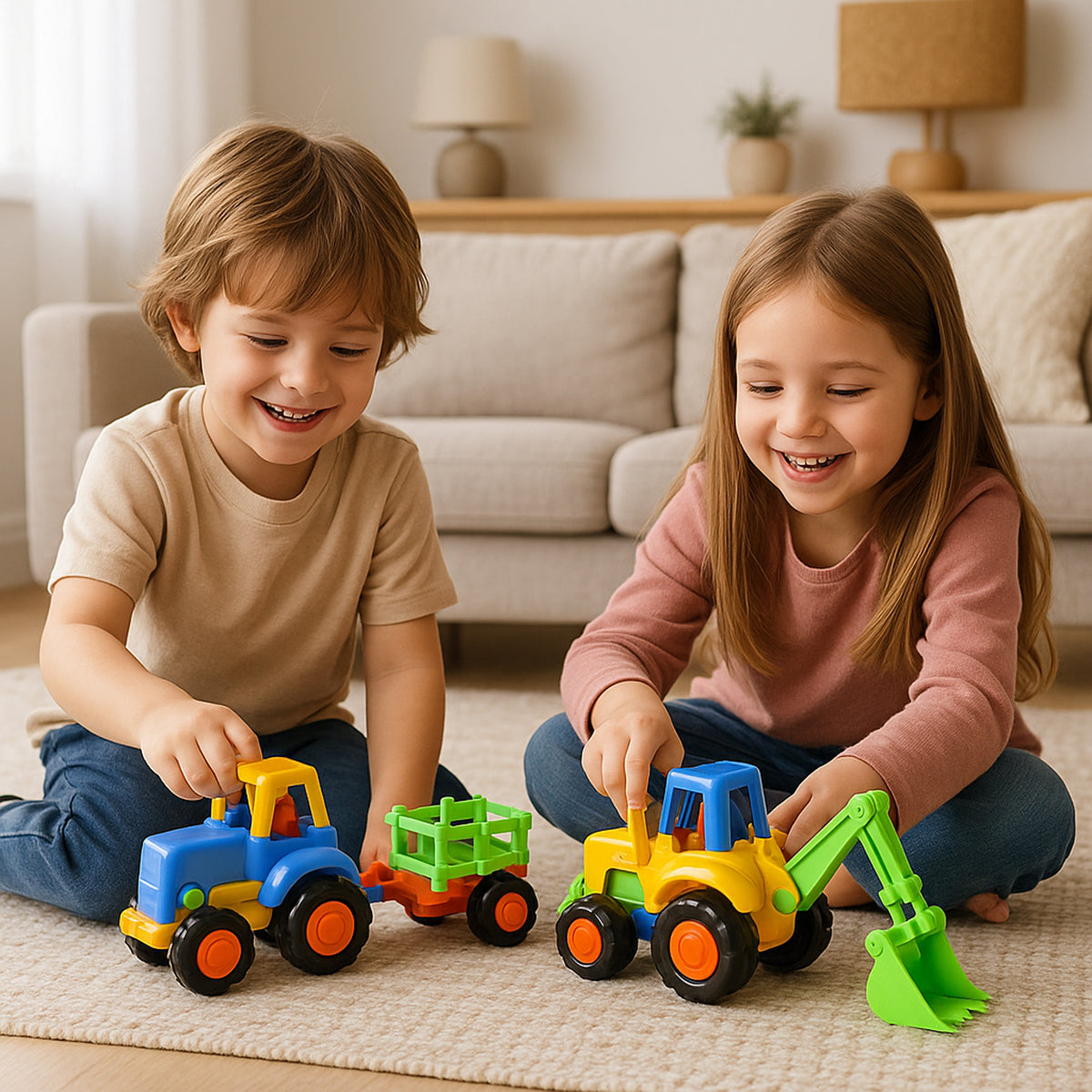 Funwoods Itsy Bitsy Construction Vehicle Toy Set For Kids - (8 Pc) Dumper, Cement Mixer, Crane, Loader & Excavator | Push & Play | Age 3+