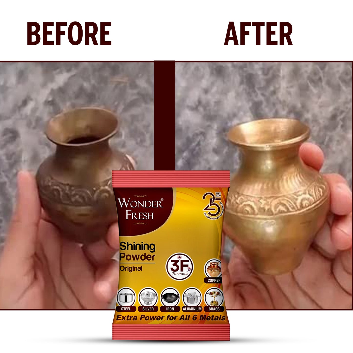 Shining Metal Cleaning Powder for Copper, Brass, Silver, Aluminum, Iron and Steel Utensils and Accessories (200 GM)