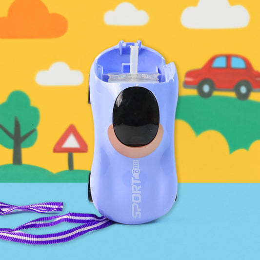 SPORT 280ml Car Shape Water Bottle with Built-in Straw – Leakproof BPA-Free Plastic Sipper Bottle for Kids with Unique Sports Car Design (1 Pc)