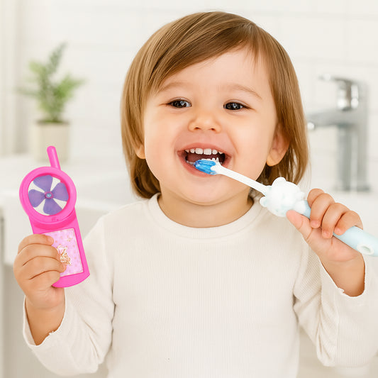 Kids Toothbrush and Fan Toy Set – Fun and Interactive Oral Care Combo for Kids | Includes Bear-Themed Toothbrush and Colorful Fan Toy | Perfect for Little Ones