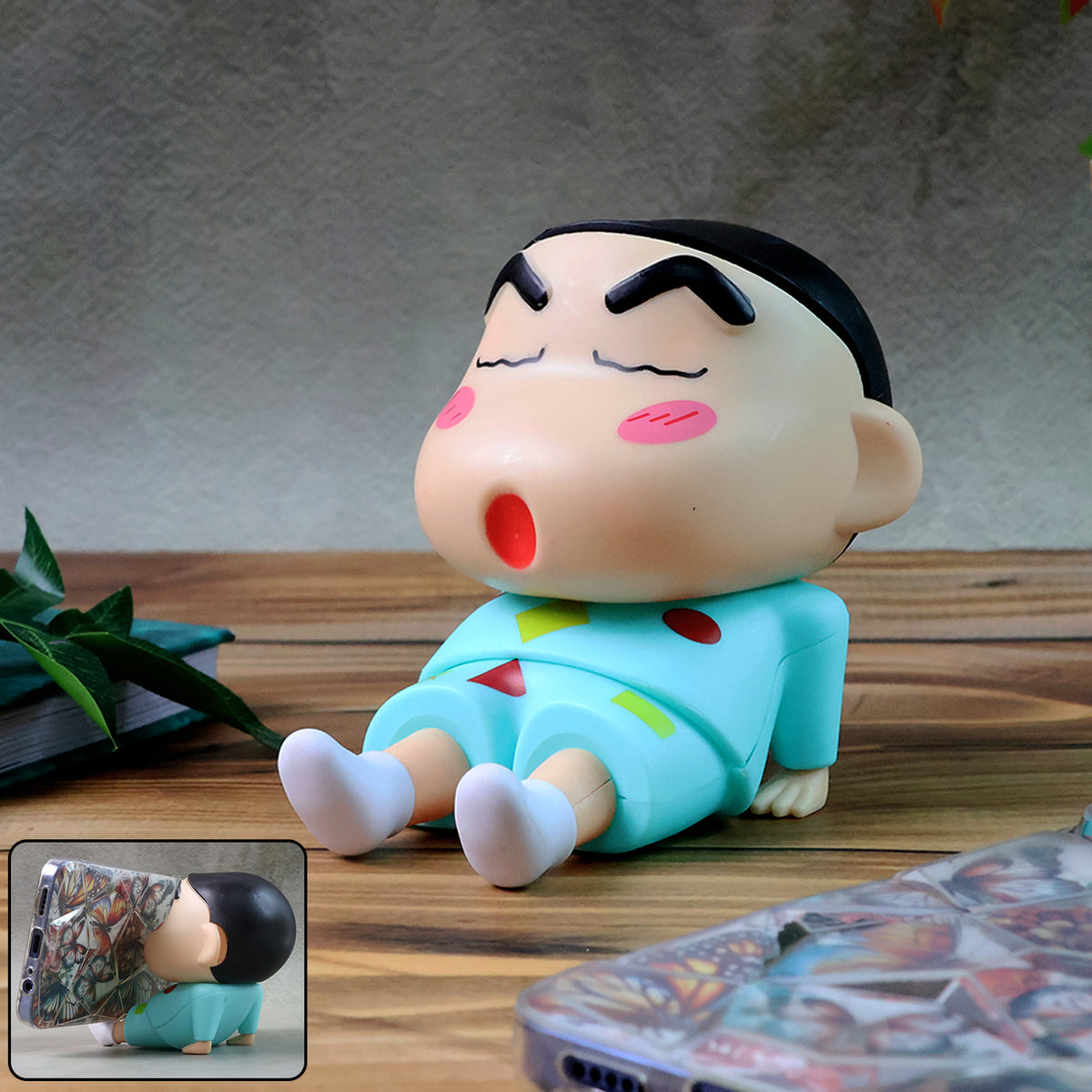 Cute Cartoon Figurine Mobile Phone Stand - (1 Pc) | Desk Holder for Videos & Video Calls | Anti-Slip Base | Sturdy Single-Piece Design