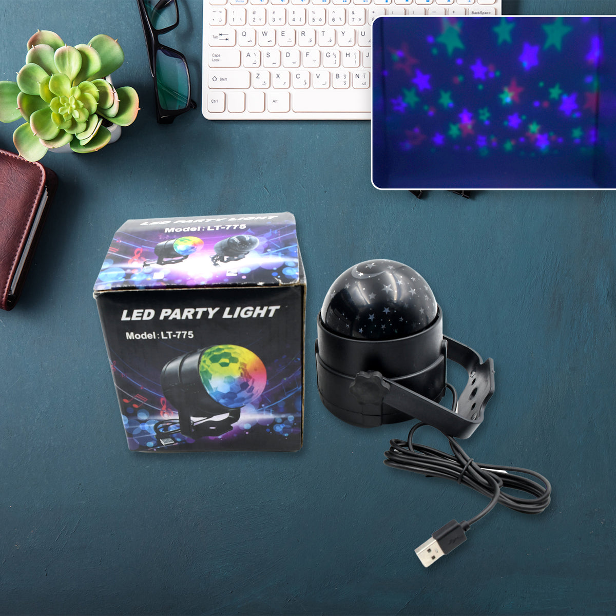 DJ Light Party Disco Light For Home Party | 9W LED Rotating Magic Light | Colorful Patterns & Modes | USB Powered | Perfect for Home Parties & Celebrations