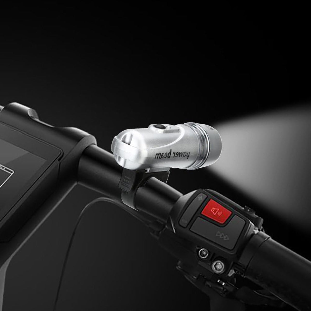Power Beam Led Bicycle Headlight - (1 Pc) Battery-Operated Front Cycle Light • Adjustable Clamp • 2 Lighting Modes • Splash-Proof ABS