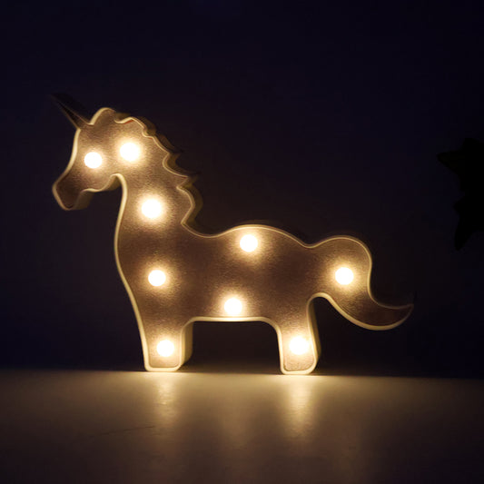 Magical Unicorn Shaped LED Decorative Night Light Battery Operated Marquee Lamp for Kids Room Bedroom Party Home Decoration Wall and Table Decor