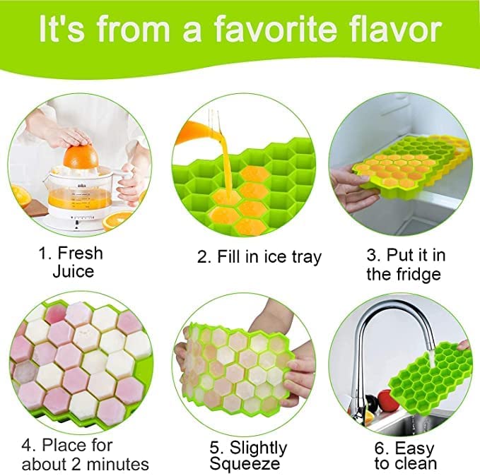 Flexible Silicone Honeycomb Ice Cube Tray, 37 Cavity Ice Cube Mold for Freezer, Food Grade Easy Release Ice Tray (1 Pc)