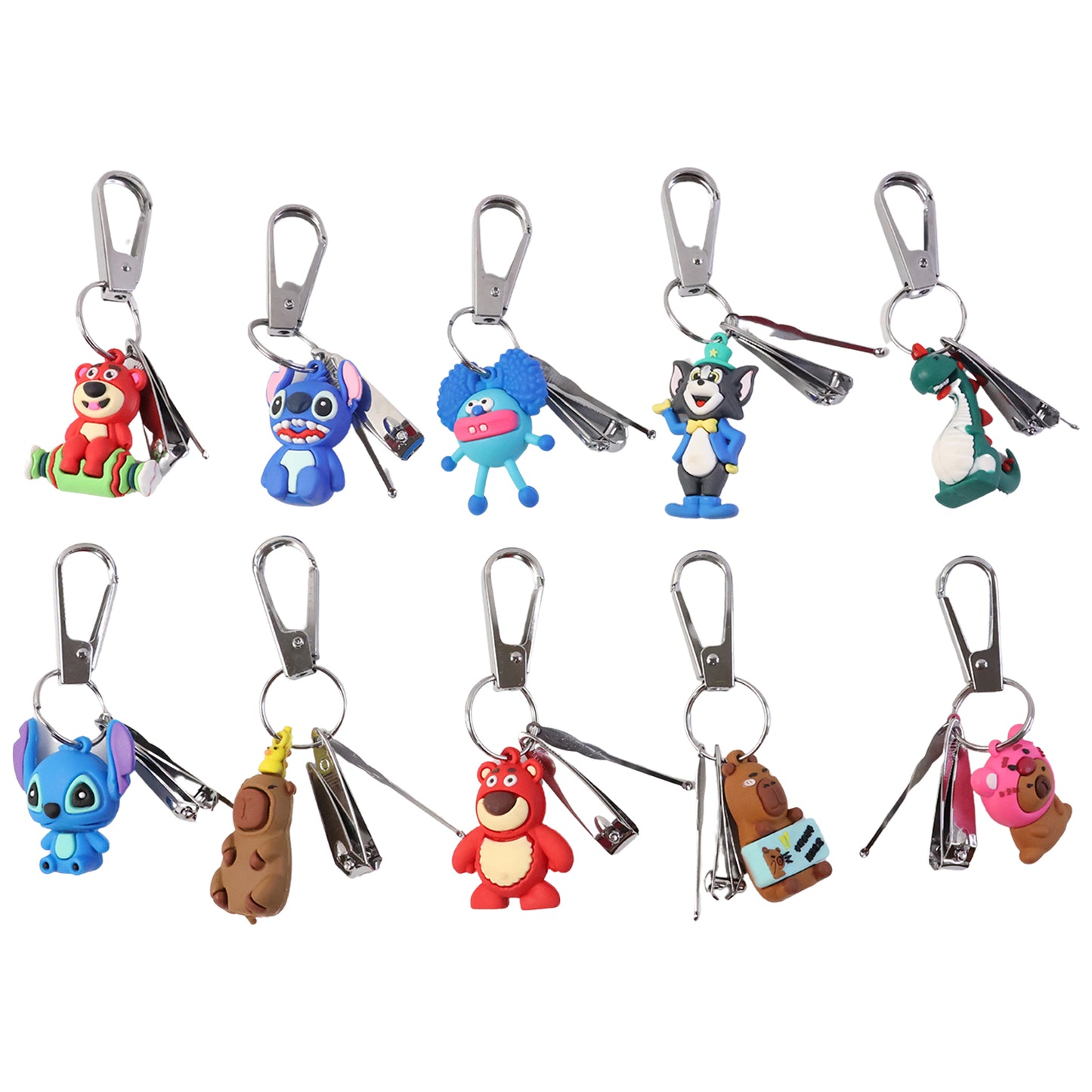 Mix Design Cartoon Nail Cutter Keychain with Mini Nail Clipper – Cute Character Keyring Nail Trimmer for Kids & Adults (1 Pc)