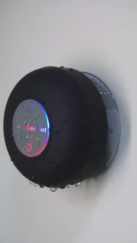 Large Suction Cup Waterproof Bluetooth Speaker with LED Light Show | Portable Wireless Shower Speaker with Built-in Mic | Assorted Colors
