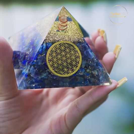 Lapis Lazuli Orgon Pyramid – Handcrafted Energy Balancer & Decorative Crystal