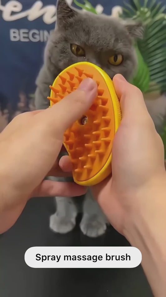 3-in-1 Steaming Pet Hairbrush | Grooming, Cleaning & Massaging Tool