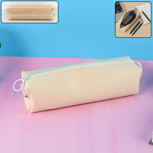 Slim PU Leather Pencil Pouch - (1 Pc) Soft Zippered Stationery Case with Ring Pull | Lightweight, Spill-Resistant & Multi-Purpose