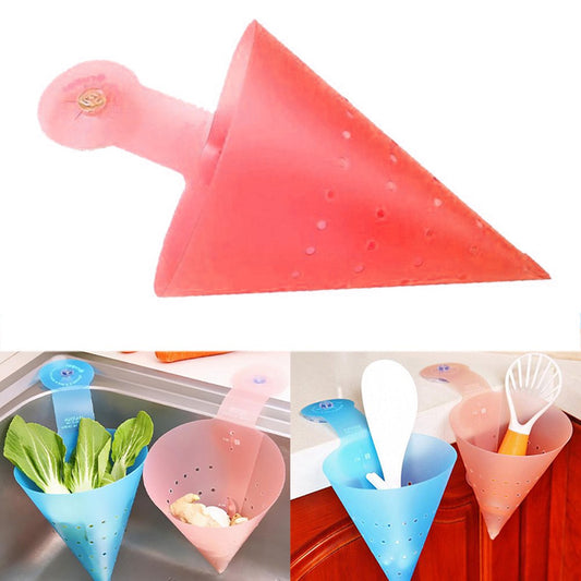 Multipurpose Hanging Sink Corner Strainer With Suction Cup (1 Pc) Space-Saving | Quick-Drain | Washable & Reusable Kitchen Sink Organizer