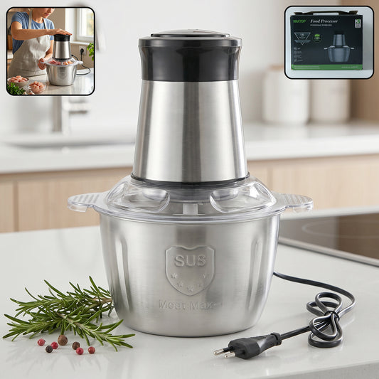 Electric SS Food Processor 2 Litre Vegetable Chopper Mixer Grinder (1 Pc)