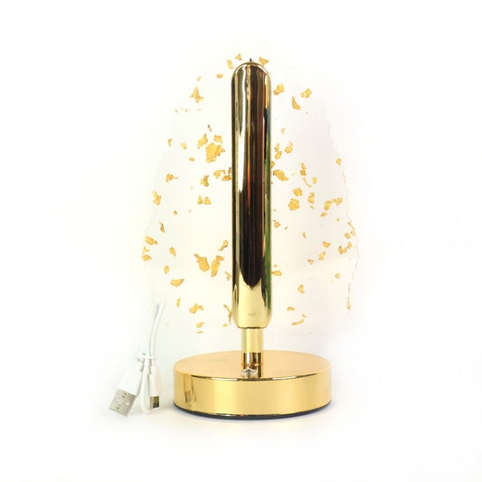 Premium Golden Crystal Leaf Shaped LED Table Lamp with USB Charging Modern Decorative Bedside Office Living Room Light Luxury Home Decor Lamp