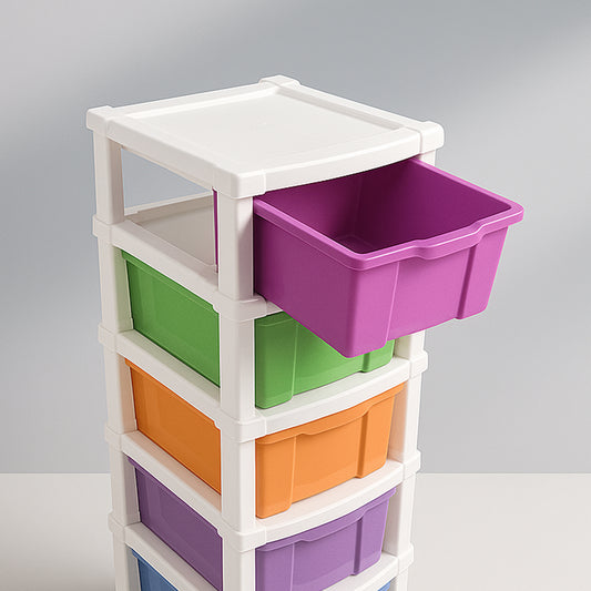 6 Layer Multi Colored Plastic Storage Drawer Cabinet Multipurpose Organizer with Pull Out Drawers for Clothes Toys Stationery Office and Home Storage (1 Pc)