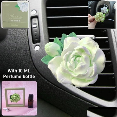 Elegant Rose Flower Car Air Freshener Clip for AC Vent with Perfume Bottle 10ML Long Lasting Floral Fragrance Diffuser with Decorative Petal Design Car Interior Aromatherapy Accessory (1 Pc)
