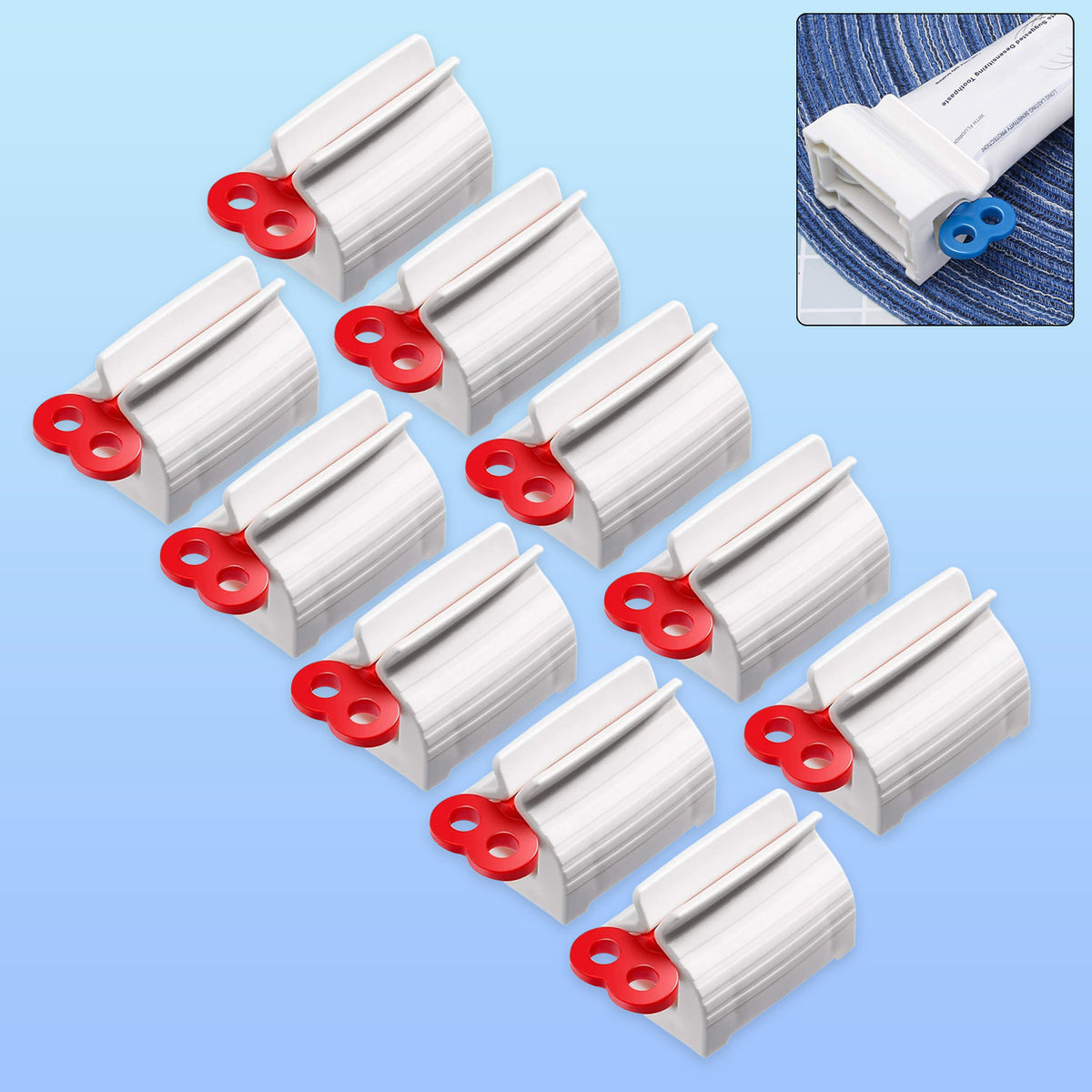 Premium 10-Piece Plastic Tube Squeezer Dispenser Set – Multi-Purpose Toothpaste, Cream, Gel, Ointment Tube Roller for Zero Waste & Maximum Product Usage