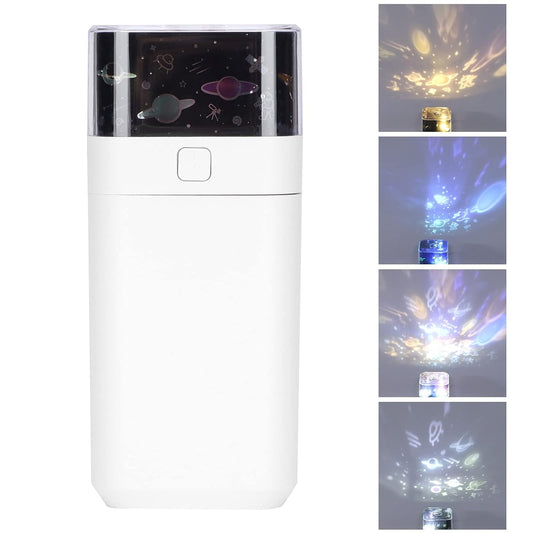 Star Night Light Projector Humidifier 300ml Ultrasonic Mini Humidifier with LED Night Light 3 Theme Slides Dual Mist Modes Auto Shut Off