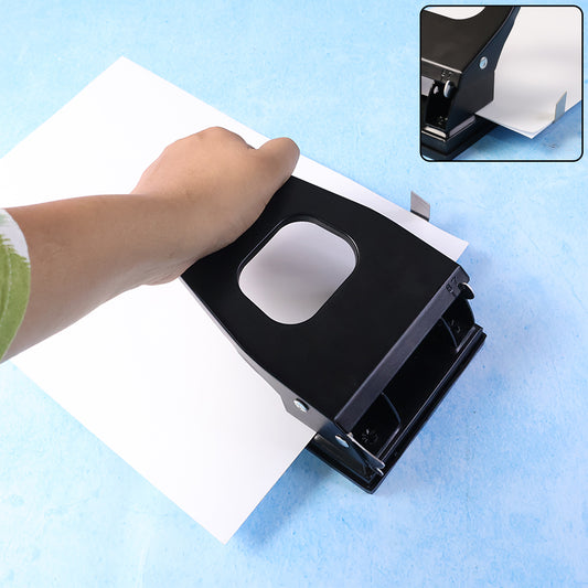 Heavy Duty Metal 2 Hole Paper Punch Machine Adjustable Office File Hole Puncher with Precision Alignment Ruler Large Capacity Up to 30 Sheets for School Home and Office Use (1 Pc)