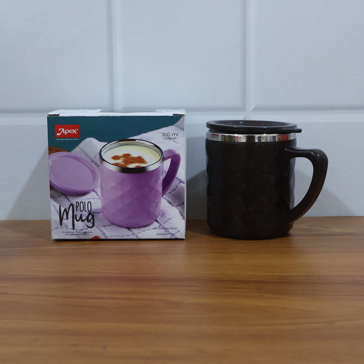 Apex Insulated Tea & Coffee Mug - (1 Pc) Metal Inner Cup | Cool-Touch Outer Body | Easy-Grip Handle | Leak-Resistant Lid