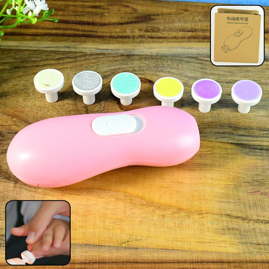 Baby Nail Trimmer And Manicure - (1 Set) Gentle Nail File with 6 Grinding Heads for Infant, Kids & Adult Nail Care (1 Set)
