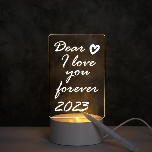 Led Acrylic Message Board Night Lamp | USB Powered Table Lamp | Write–Erase Notes | Desk Light • Decorative Night Light • Gift Item