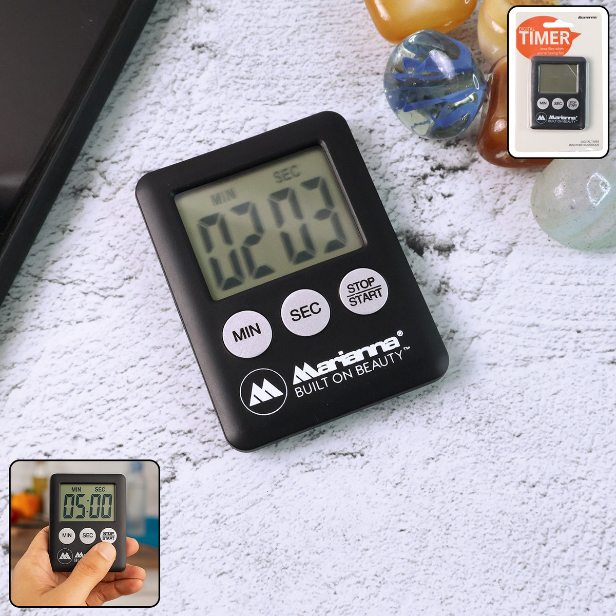 Digital Kitchen Countdown Timer - (1 Pc) | One-Touch MIN/SEC Controls • Loud Beep Alarm • Desk Stand & Magnetic Mount • Battery Operated