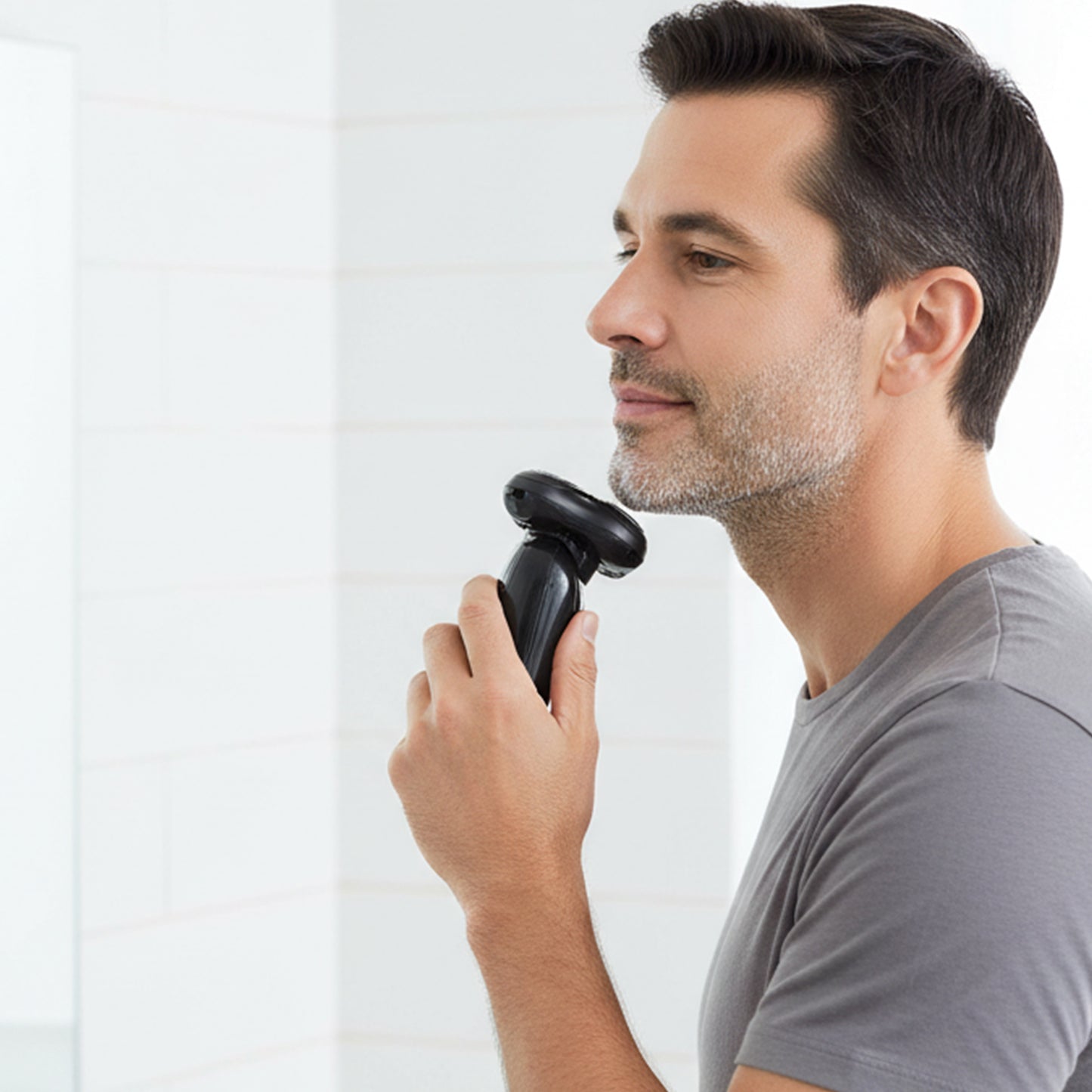 Rechargeable Electric Rotary Shaver Trimmer for Men – Cordless 3D Floating Head Beard Trimmer with USB Charging Cable and Cleaning Brush for Smooth Wet and Dry Shaving (1 Set)