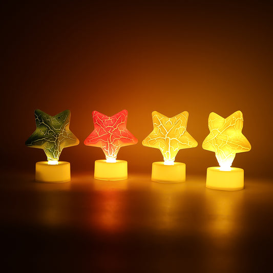 Star Shape Decorative Led Tealight Candles (4 Pc) Flameless • Battery Operated • Festive Lighting for Home Décor, Diwali, Christmas, New Year, Weddings & Gifting