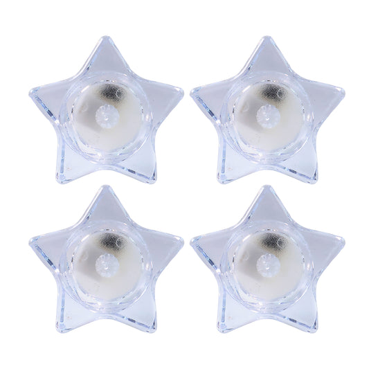 Star Shaped LED Flameless Tealight Candles Set of 4 Battery Operated Decorative Candles for Home Decor Festivals Weddings and Parties