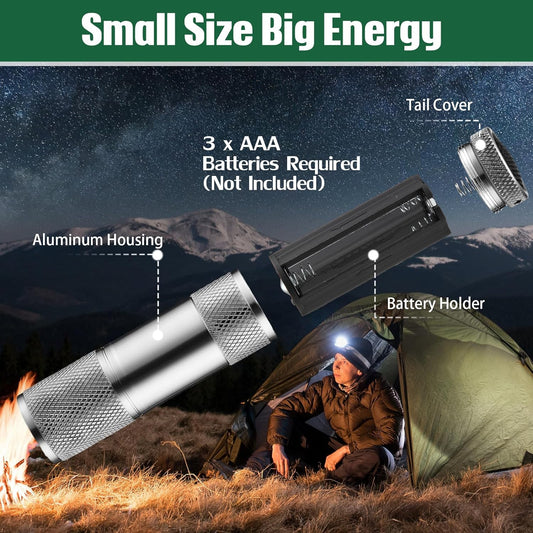 Portable Mini Torch Super Bright 9 LED Pocket Flashlight Battery Operated for Camping Hiking Travel and Emergency Use (1 Pc Mix Color)