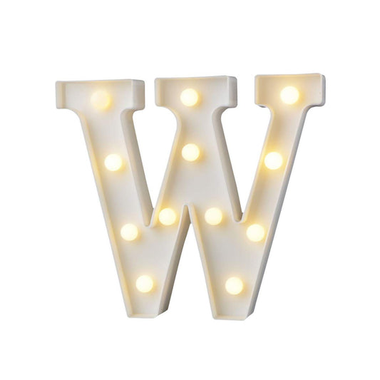 W Alphabet Shape LED Decorative Night Light Battery Operated Marquee Lamp for Kids Room Bedroom Party Home Decoration Wall and Table Decor