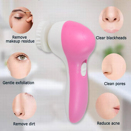 Electric Facial Cleansing Brush and Face Massager – Waterproof Beauty Care Machine for Deep Cleansing, Exfoliation, Blackhead Removal and Skin Massage with 2 AA Batteries Included