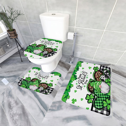 3 in 1 Bathroom Mat Set Soft Microfibre Bath Rug U Shape Toilet Mat Lid Cover Non Slip Bathroom Rug Set (3 Pieces)