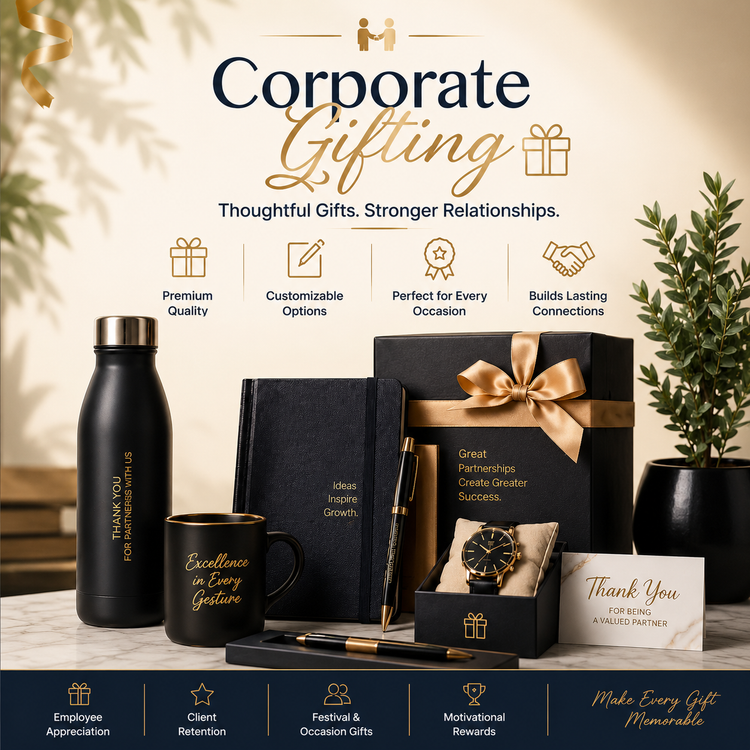 Corporate gifting collection featuring premium customizable gift sets.