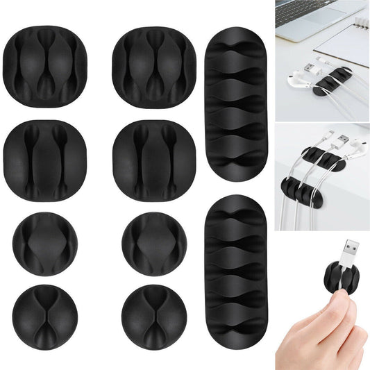 Self Adhesive Cable Holder Clips for Wire Management Desk Cable Organizer Cord Holder for Home Office Car and Charging Cables (10 Pcs Set)